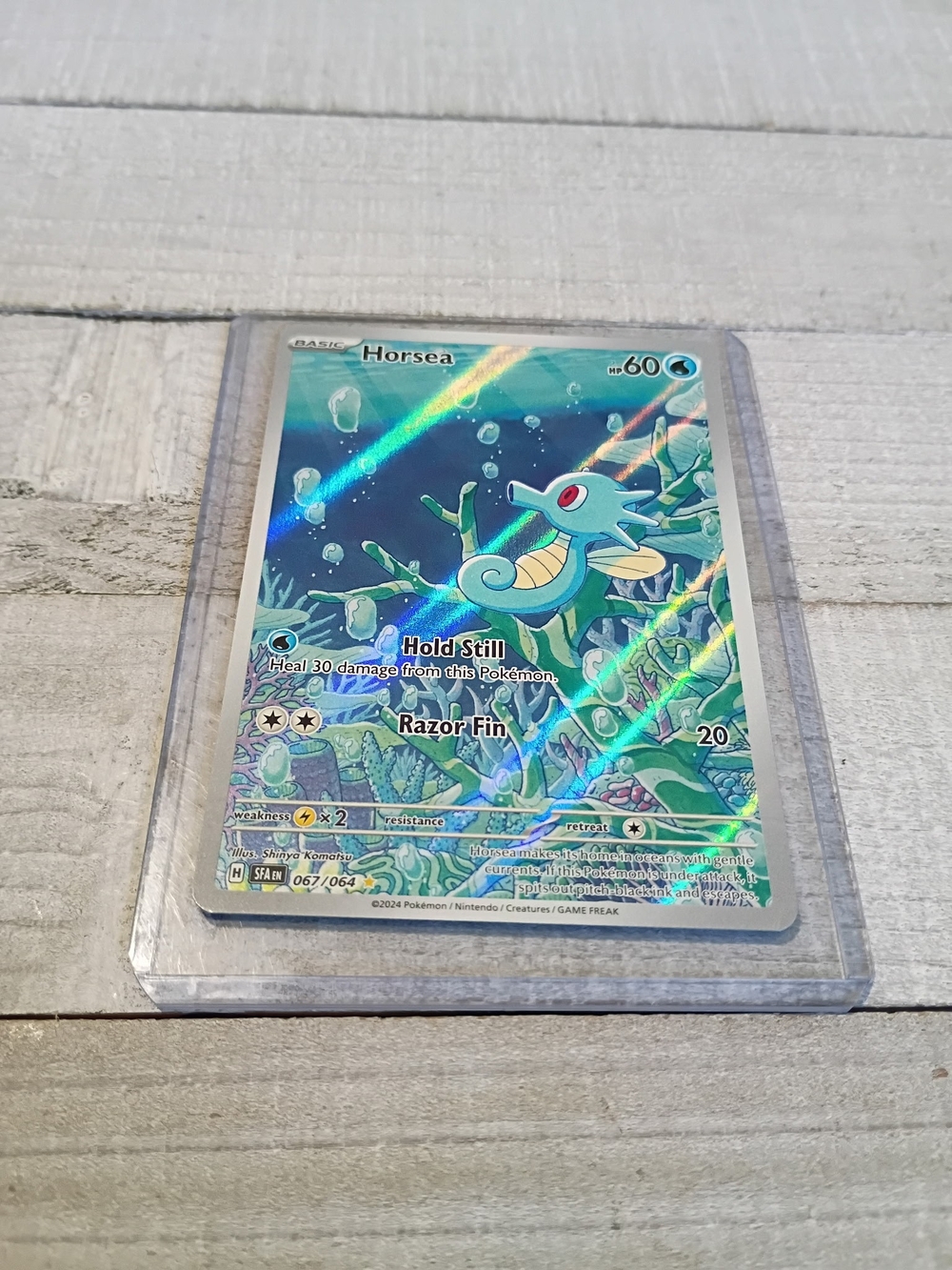 Horsea Holographic Pokemon Card 067/064 - Blue & Green Foil Water Type